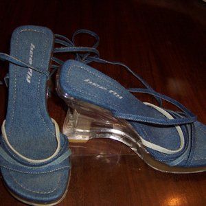 Blue Denim Lace up Sandals